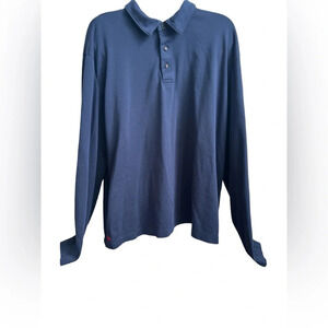 Untuckit Wrinkle-Free Long-Sleeve Damaschino Polo Navy, Size XL